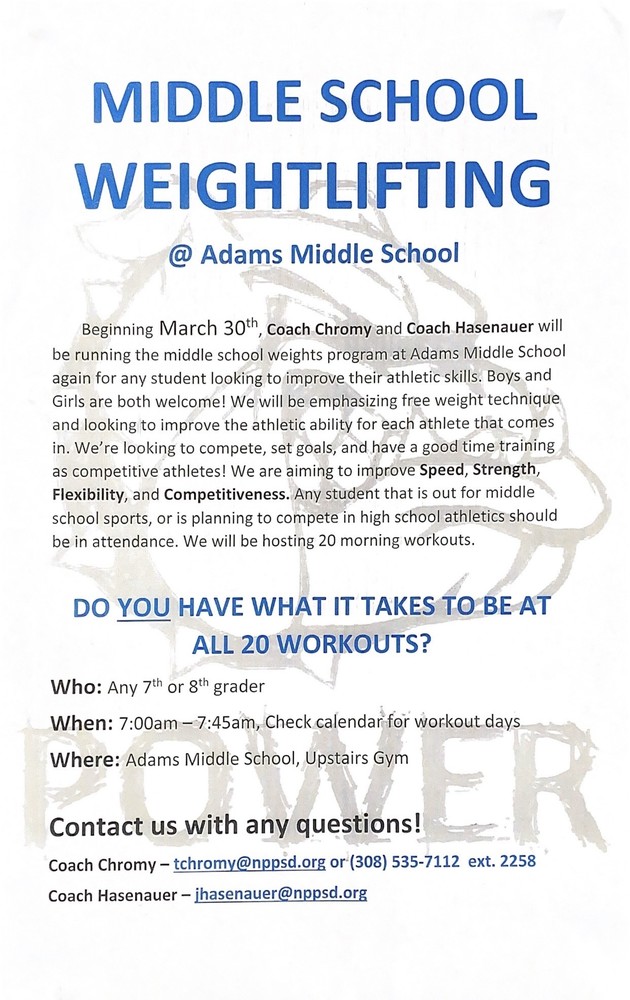 Middle School Weightlifting