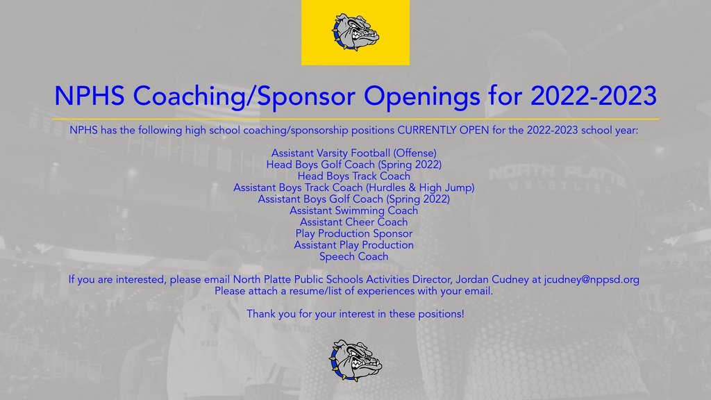 Coach/Sponsor Opening 