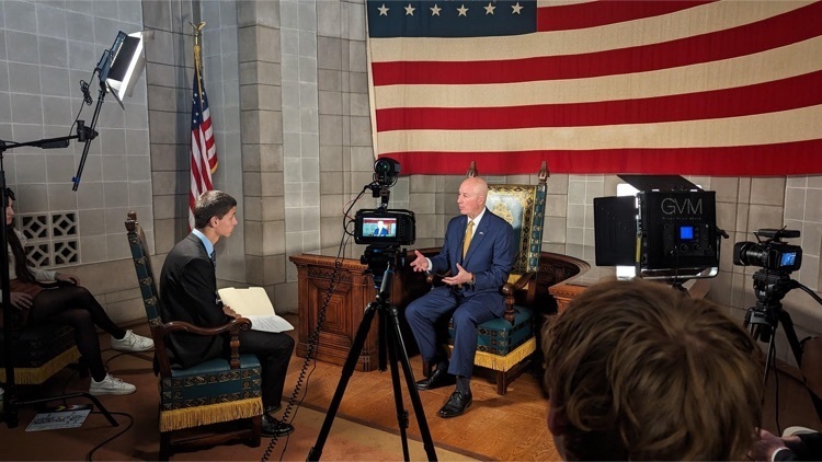 Video production class interviewing Governor Rickets 2